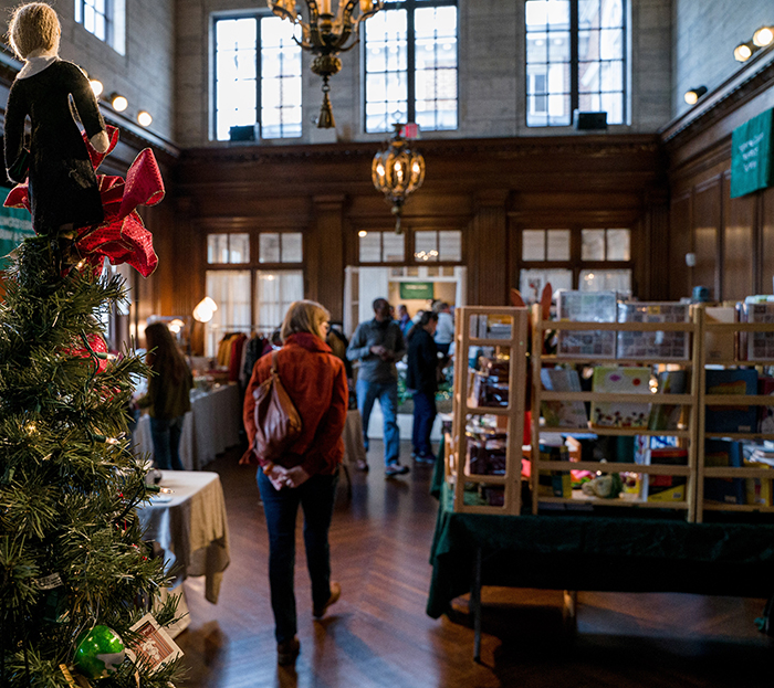 Shoppers at Strathmore Holiday Market