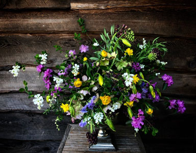 Floral arrangement featuring bright spring colors