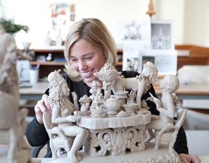 Image of Chris Antemann working on porcelain sculptures