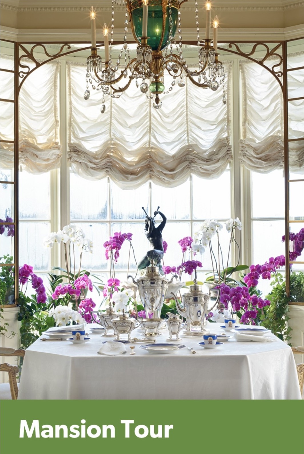 Screenshot of the mansion tour card on Hillwood's mobile app