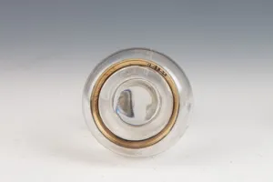 SMALL GLASS BOTTLE WITH STOPPER FROM A DRESSING TABLE SET (ONE OF TWO)