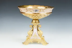 FOOTED DISH WITH BASKETWORK FROM A DESSERT SERVICE, ONE OF THREE