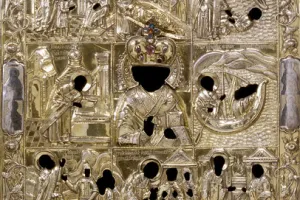 ST. NICHOLAS OF VELIKORETSK WITH SCENES FROM HIS LIFE