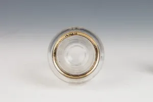 SMALL GLASS BOTTLE WITH STOPPER FROM A DRESSING TABLE SET (ONE OF TWO)
