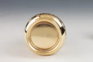 SMALL ROUND BOX WITH LINER AND COVER FROM A DRESSING TABLE SET (ONE OF TWO)