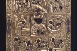 ST. NICHOLAS OF VELIKORETSK WITH SCENES FROM HIS LIFE