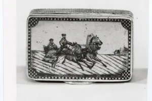 SNUFF BOX WITH WINTER SLEIGH SCENE