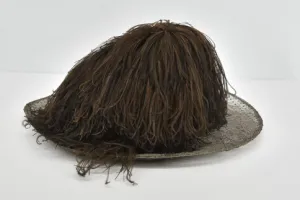 PICTURE HAT WITH OXIDIZED LACE AND BLACK OSTRICH FEATHERS