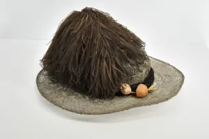 PICTURE HAT WITH OXIDIZED LACE AND BLACK OSTRICH FEATHERS