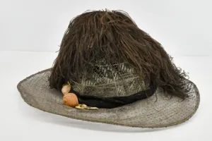 PICTURE HAT WITH OXIDIZED LACE AND BLACK OSTRICH FEATHERS