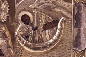 ST. NICHOLAS OF VELIKORETSK WITH SCENES FROM HIS LIFE