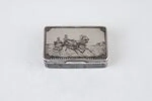 SNUFF BOX WITH WINTER SLEIGH SCENE