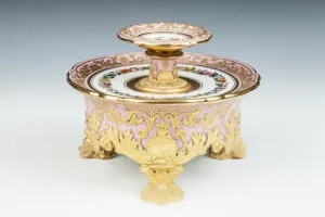 TWO-LEVEL FRUIT STAND FROM A DESSERT SERVICE, ONE OF FOUR