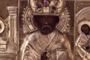 ST. NICHOLAS OF VELIKORETSK WITH SCENES FROM HIS LIFE
