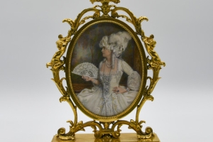 FRAME WITH MINIATURE PORTRAIT OF MARJORIE MERRIWEATHER POST AS MARIE ANTOINETTE