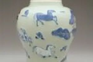 OVIFORM JAR WITH THE EIGHT HORSES OF KING MU WANG