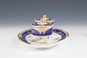 TRAY WITH ATTACHED POTS AND LIDS FROM THE MORGAN SERVICE, ONE OF TWO