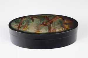 OVAL BOX WITH A COPY AFTER IVAN SHISHKIN'S "MORNING IN A PINE FOREST"