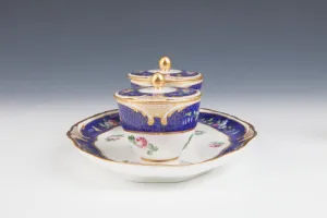 TRAY WITH ATTACHED POTS AND LIDS FROM THE MORGAN SERVICE, ONE OF TWO