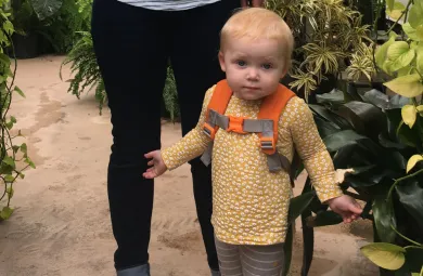 preschooler in the greenhouse