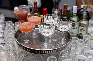 Tray of cocktails at an event bar
