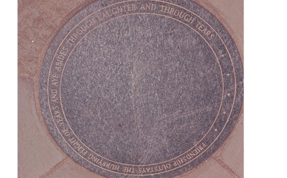 Plaque in center of the Four Seasons Overlook at Hillwood
