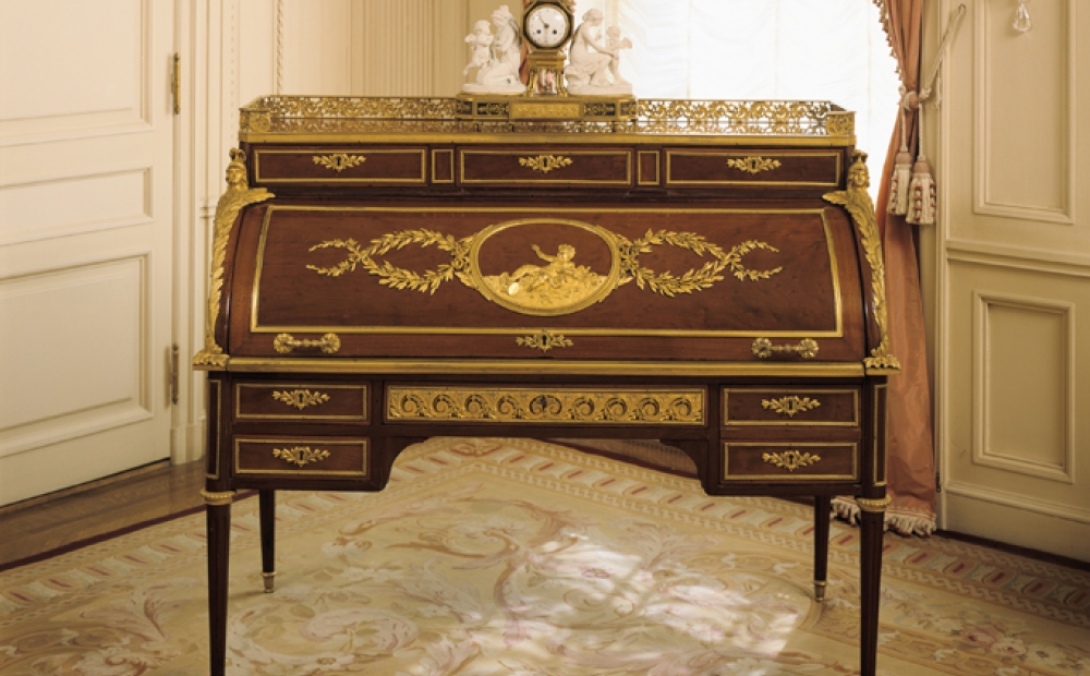 Neoclassical roll-top desk by Conrad Mauter at Hillwood, Washington DC