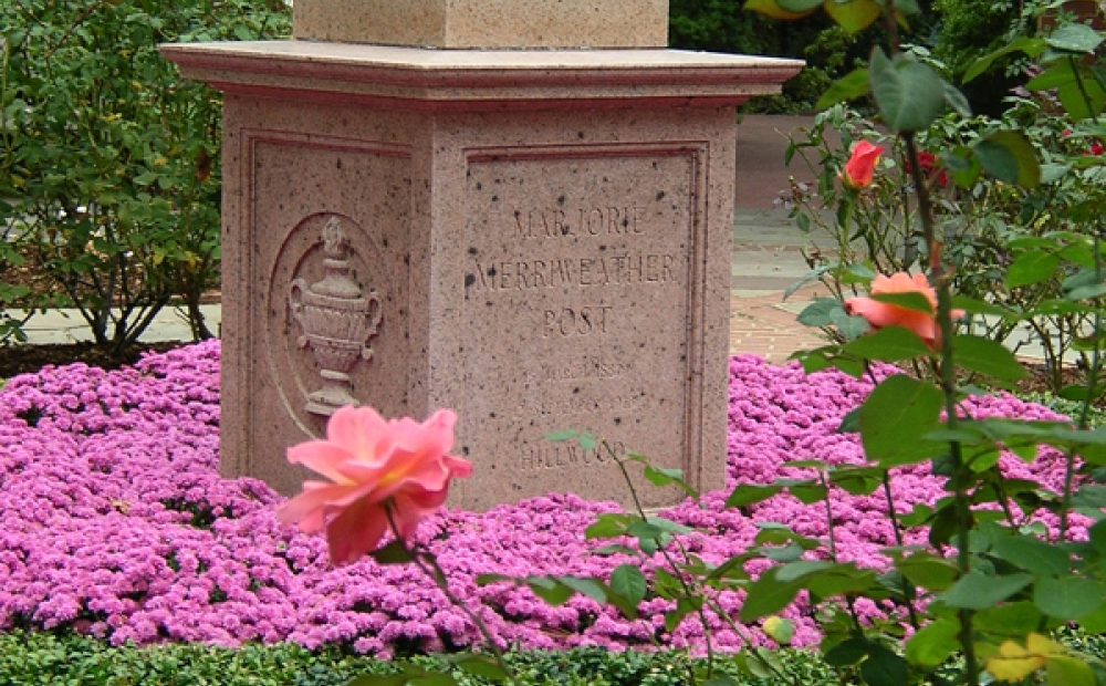 Marjorie Merriweather Post monument in Rose Garden at Hillwood Estate, Museum & Gardens