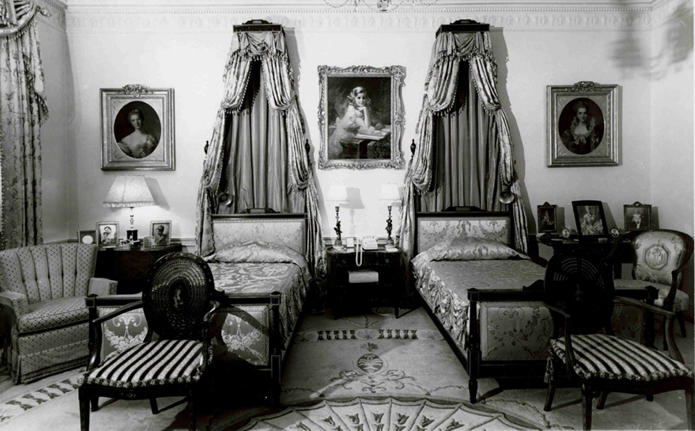 Archival photo of the Adam bedroom