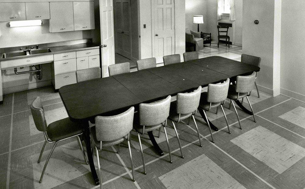 Archival photo of the staff lounge