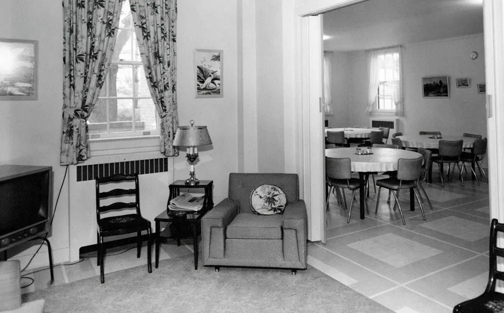 Archival photo of the staff lounge