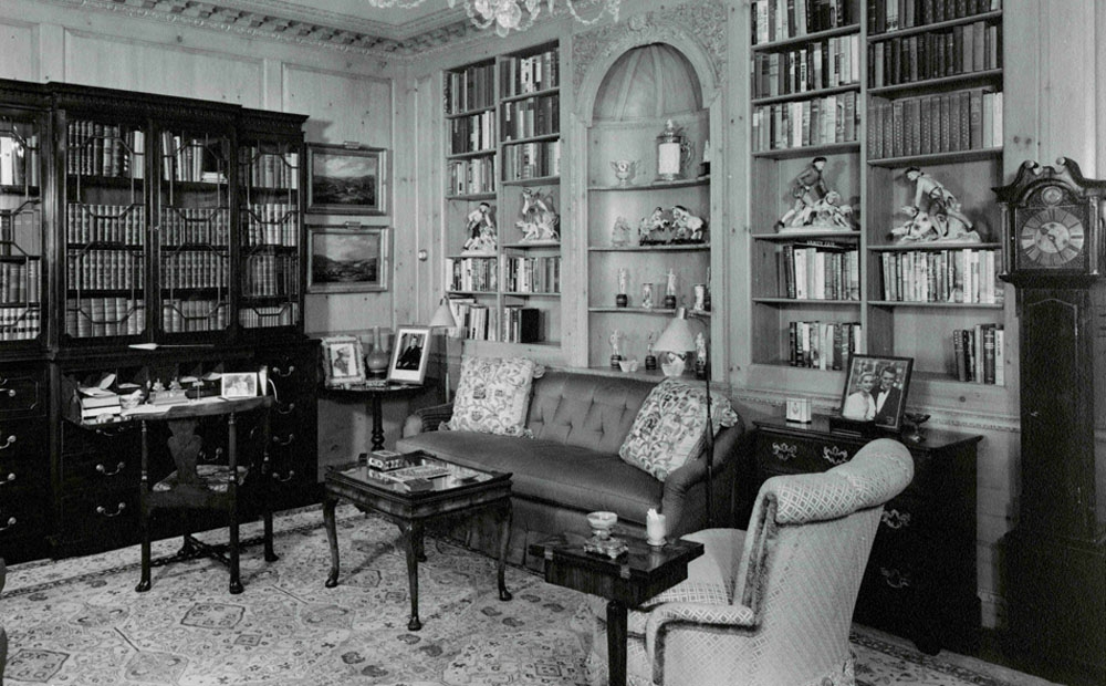Archival photo of the second floor library