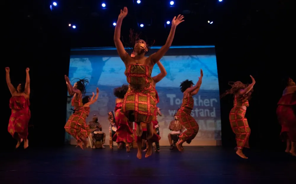 Dancers from Coyaba mid-performance